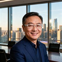 华润万象城商业运营总监张明远先生，一位戴着银框眼镜、身着藏蓝西装的中年男士，在其办公室中微笑面对镜头，背景是落地窗外的城市天际线。